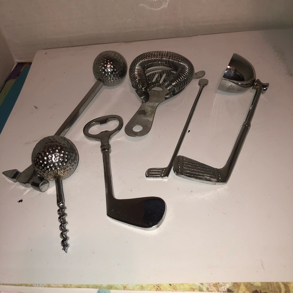 Vintage Golf Bar Tool Set- man cave - Father’s Day- or for the golfer- used